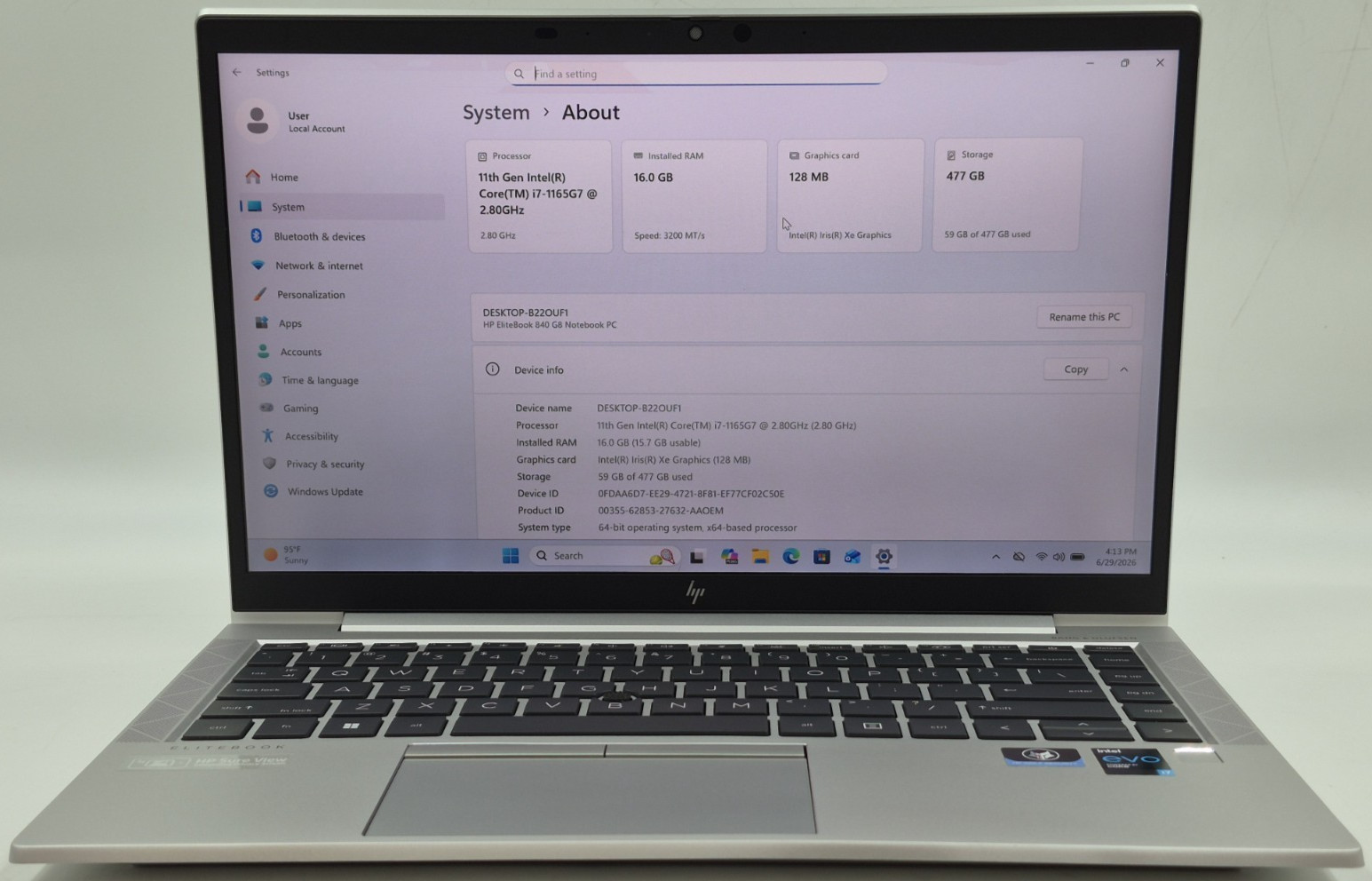 HP EliteBook 840 G8 Laptop i7-1165G7 2.80GHz 16GB RAM 512GB NVMe SSD Win 11 Pro