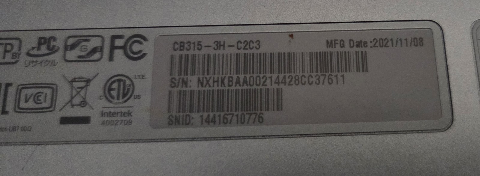 Chromebook CB315-3H series