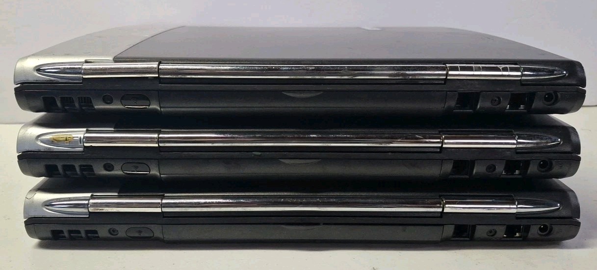 Lot Of 3 HP Compaq Evo 15″ N800v Laptop PC P4 2.00GHz/768MB/DVD/No AC, HD, & O/S