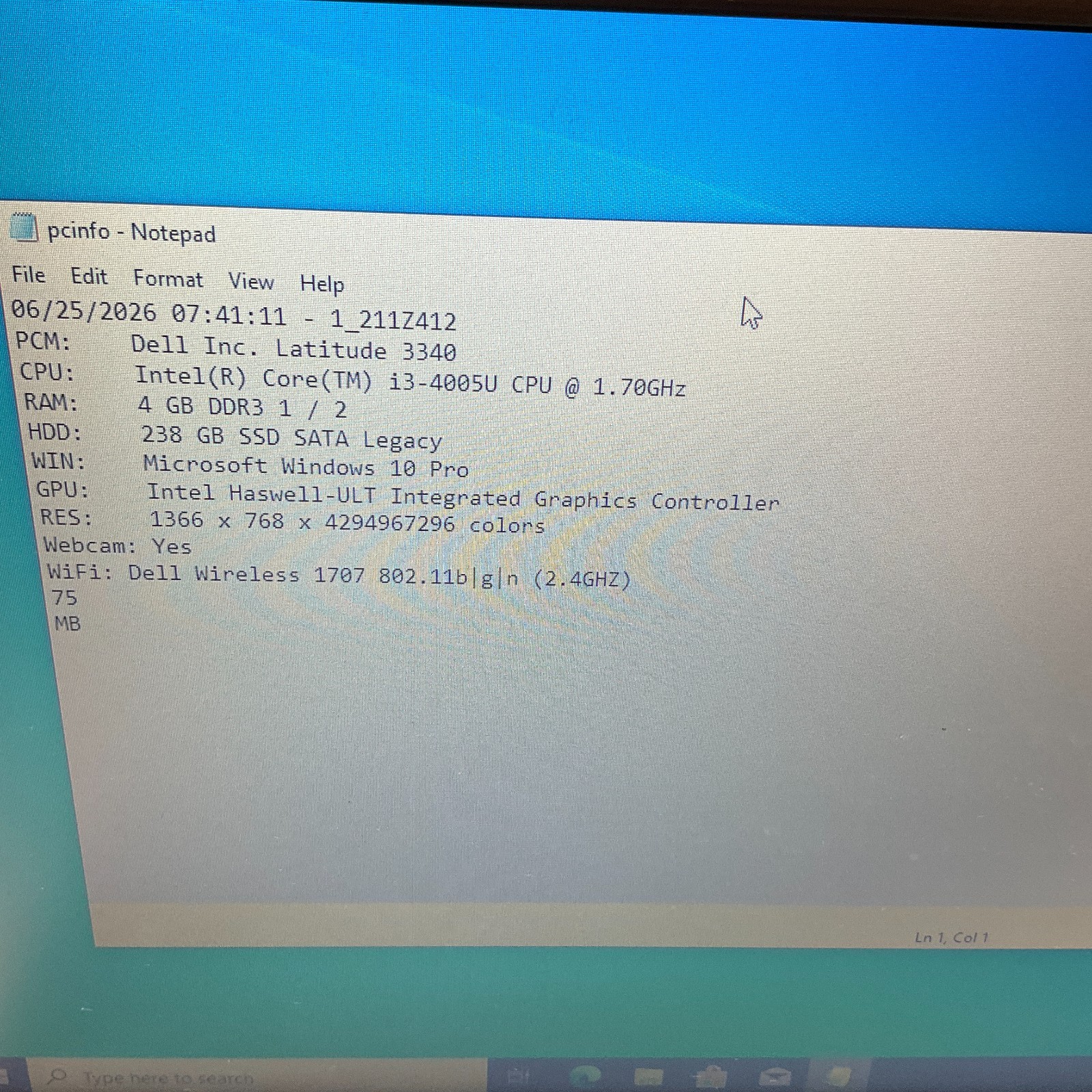 DELL Latitude 3340 Laptop Core I3-4030U@1.90GHz 4GB 256GB SSD Windows 10 Pro