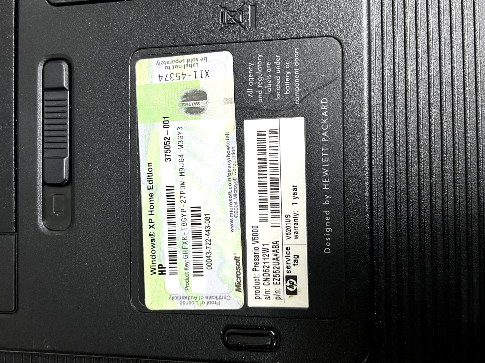 Compaq Presario V5000 Laptop 80GB HDD 512MB RAM No Power For Parts Repair