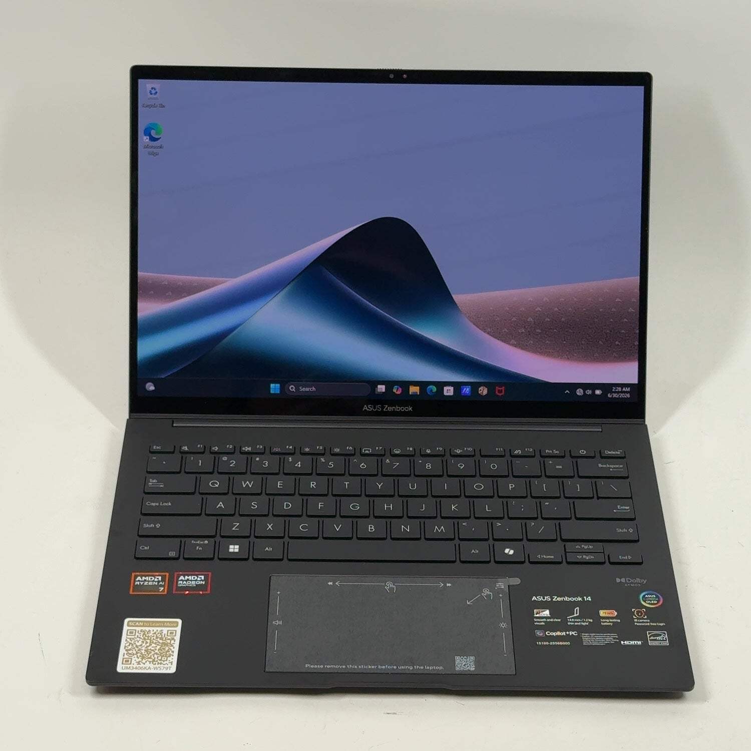 Asus Zenbook 14 UM3406K 14″ Ryzen AI 7 350 2.0GHz 32GB RAM 1TB SSD