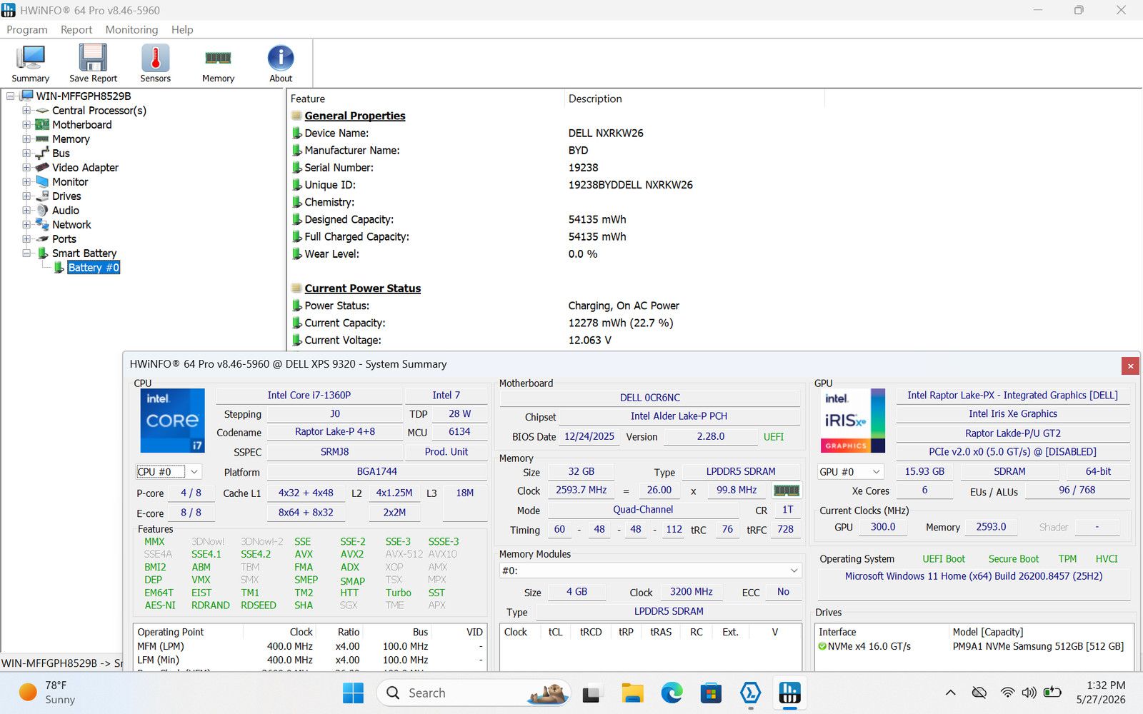 Dell XPS 13 Plus 9320 13.4″ FHD+ Touch i7-1360P 32GB 512GB Win 11 Wty