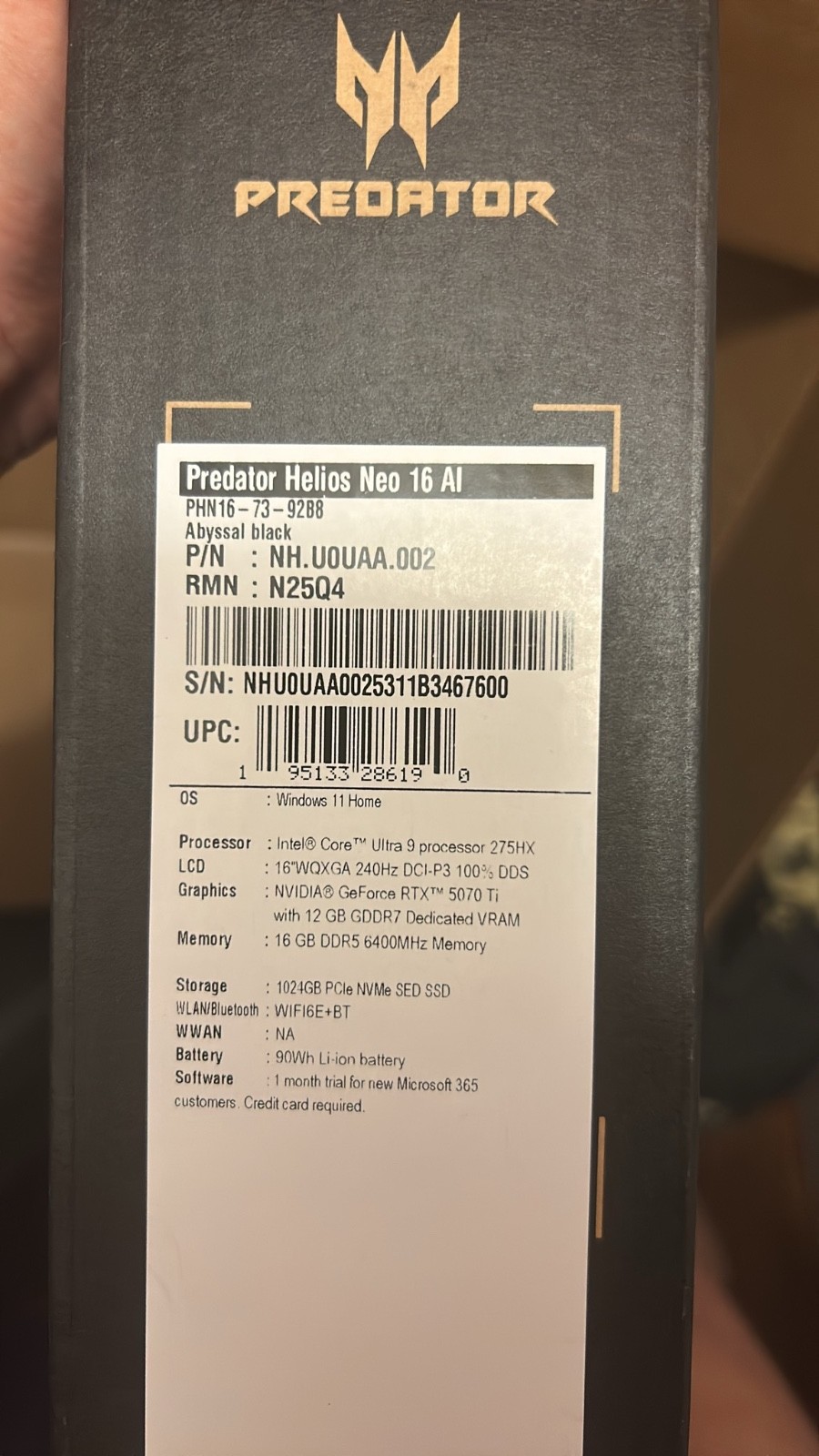 Acer Predator Helios Neo 16 PHN16-71 16″ (512GB SSD, Intel Core i5 13th Gen.,…