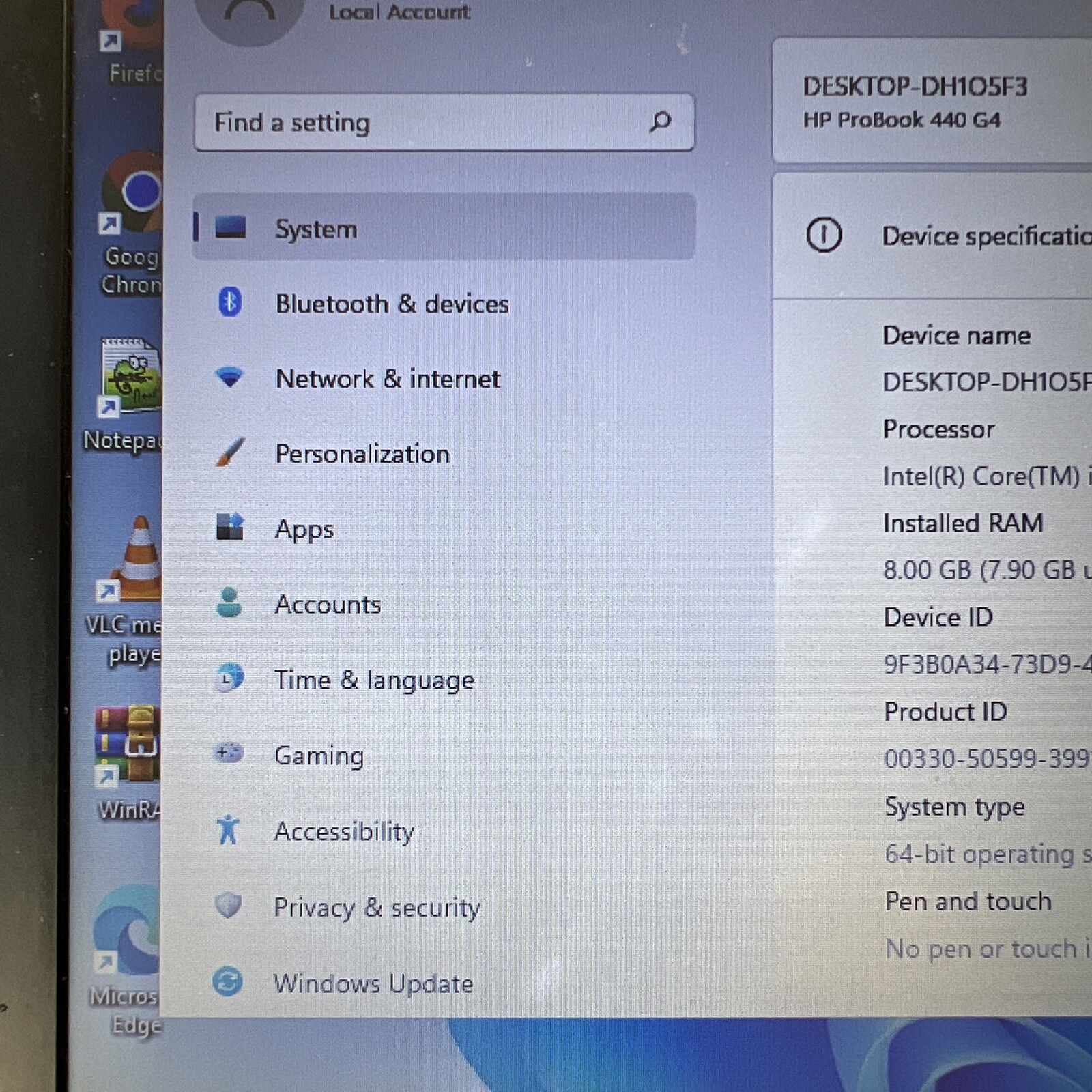 HP ProBook 440 G4 14″ HD i5-7200U 2.5GHz 8GB RAM 256GB W11