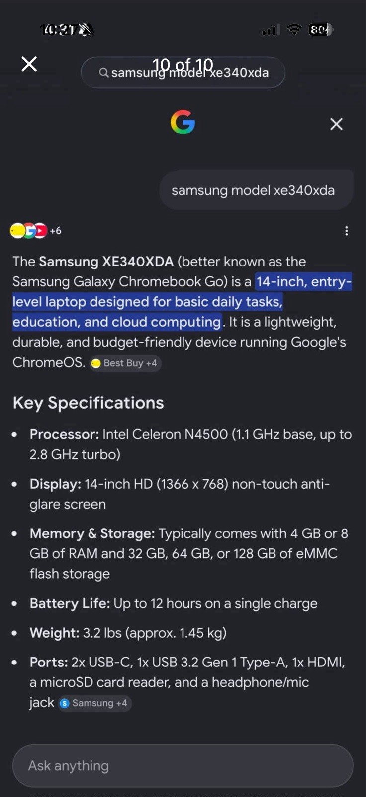 Samsung Galaxy Chromebook Go XE340XDA 14″ Celeron N4500 4GB 32GB Chrome OS