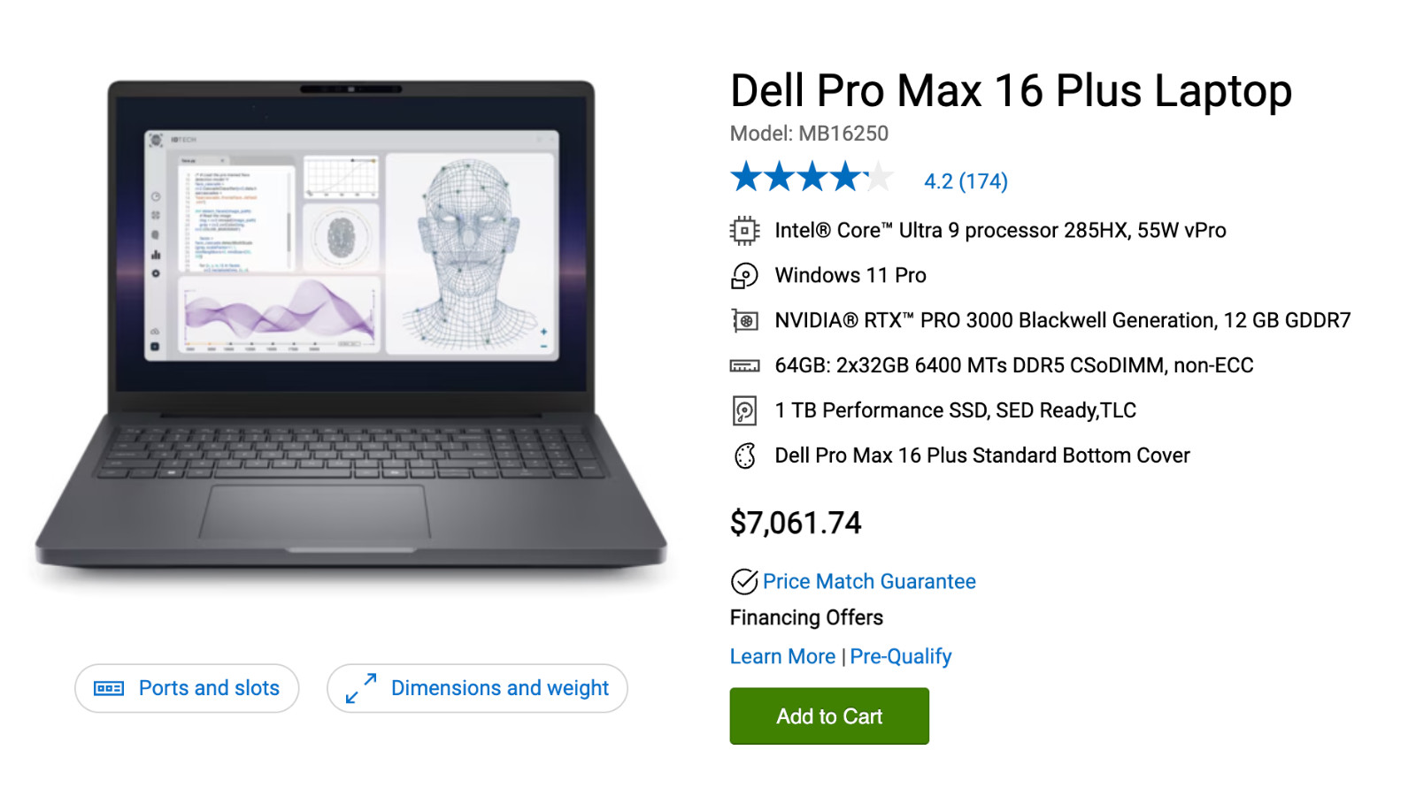 OPEN BOX Dell Pro Max 16 PLUS MB16250 *$7K MSRP* Ultra 9 285HX 64GB RTX PRO 3000