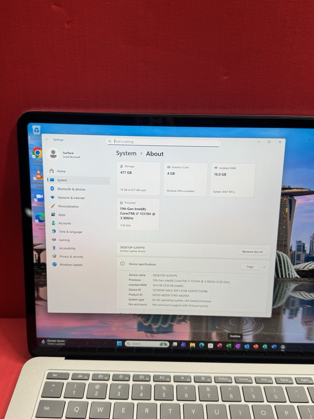 Surface Laptop Studio 1964 11th Gen i7 11370H 3.3GHz 16GB -512GB GeForce RTX