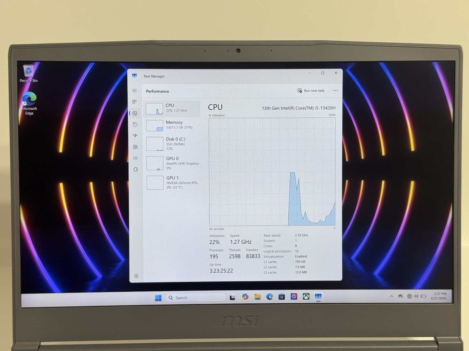 MSI Thin 15 B13UC 15.6″ 144Hz i5-13420H 16GB RAM 512GB SSD GeForce RTX 3050