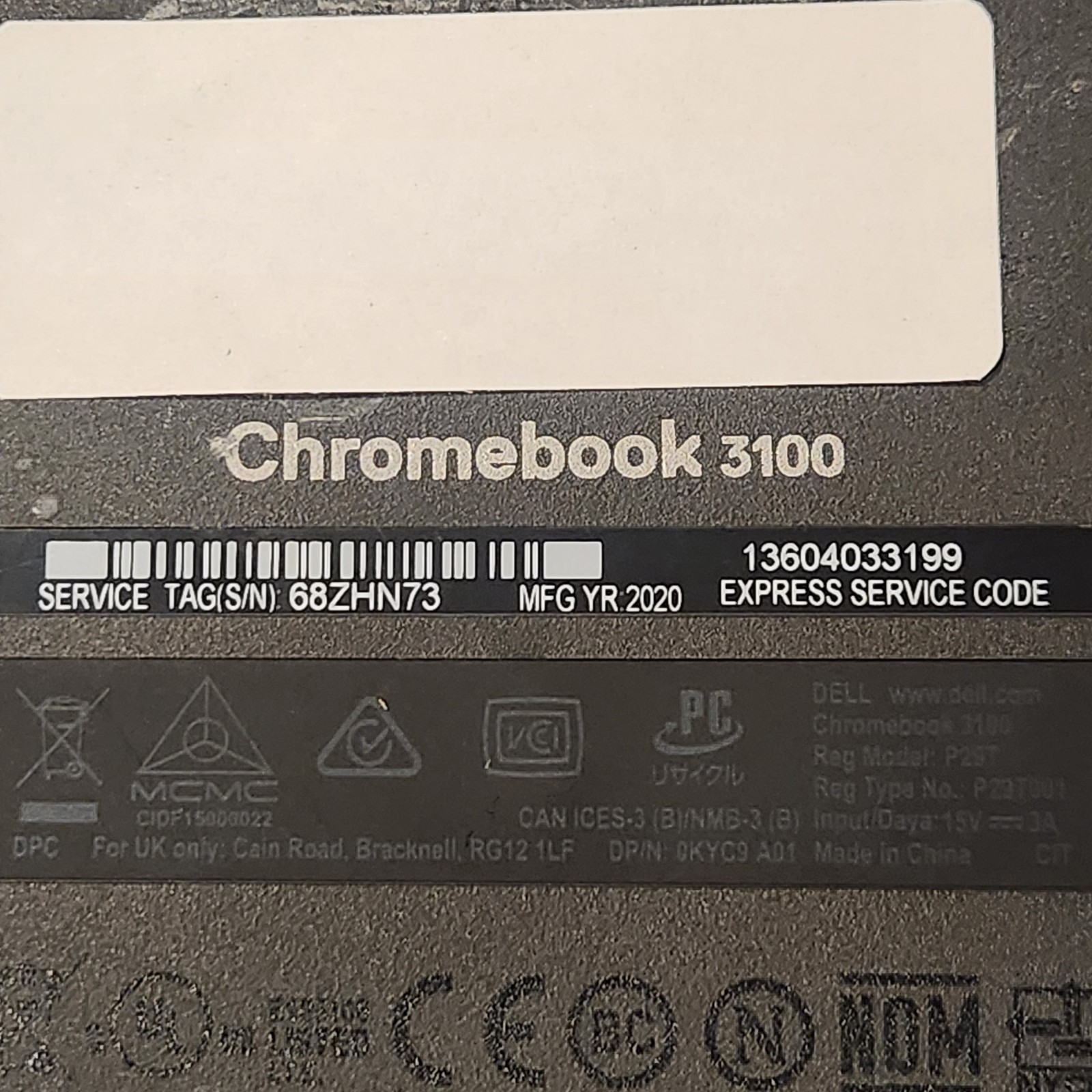 Dell Chromebook 3100 11.6″ Intel Celeron 4GB RAM 32GB SSD Chrome OS Laptop