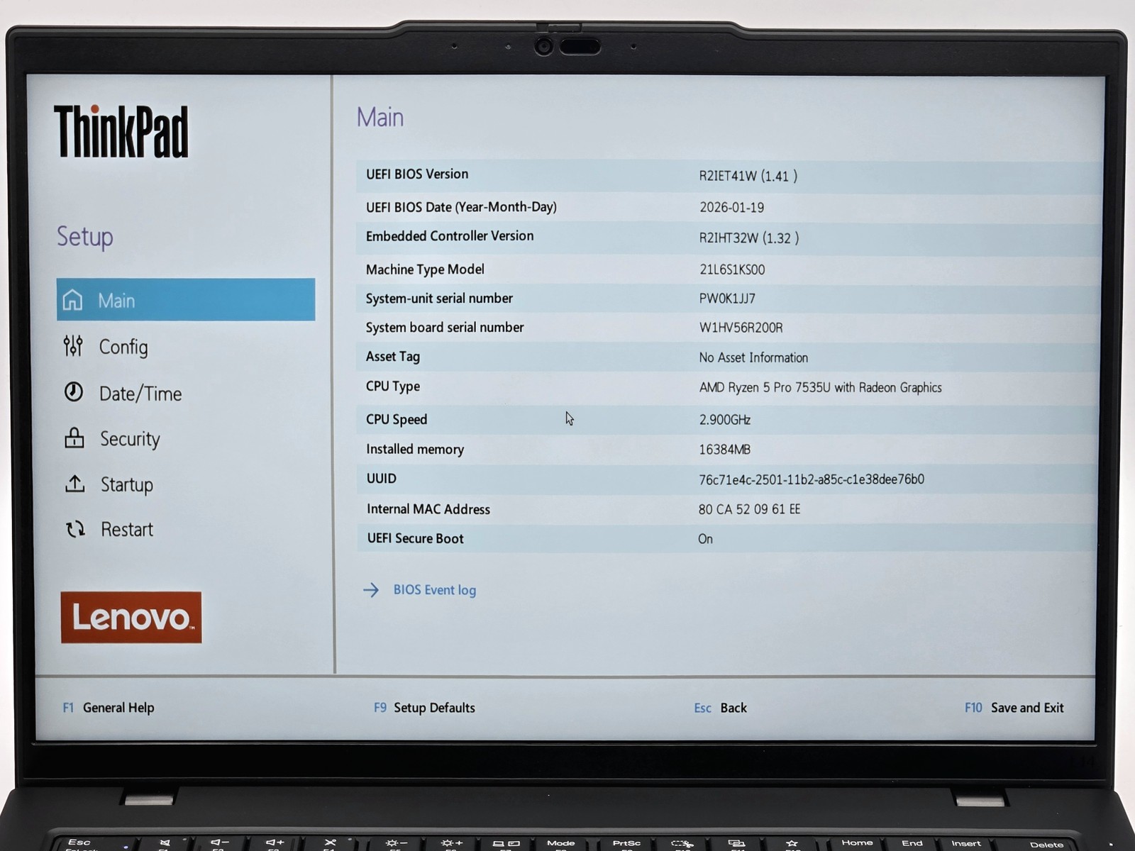 Lenovo ThinkPad L14 Gen 5 14″ FHD+ RYZEN 5 PRO 7535U 256GB 16GB W11P WNTY