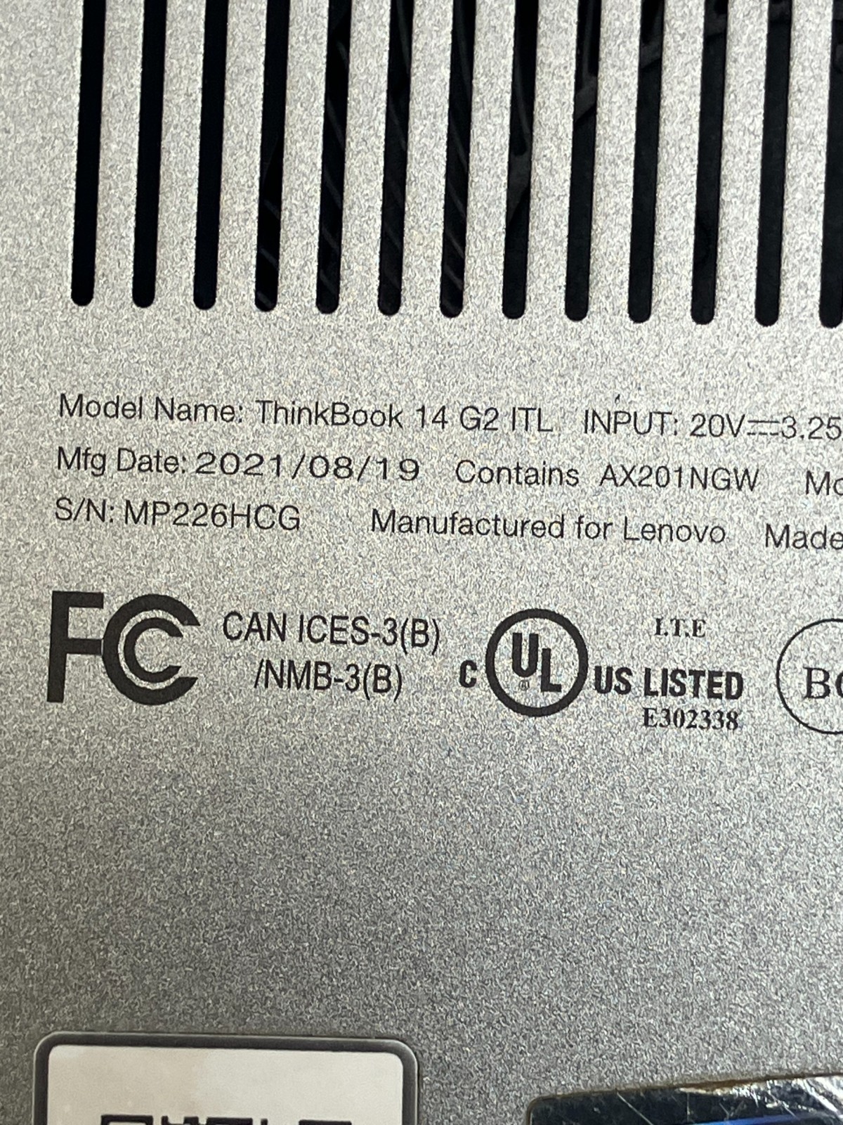 Lenovo ThinkBook 14 G2 ITL Laptop i5-1135G7 2.4GHZ NO MEM NO SSD FOR PARTS