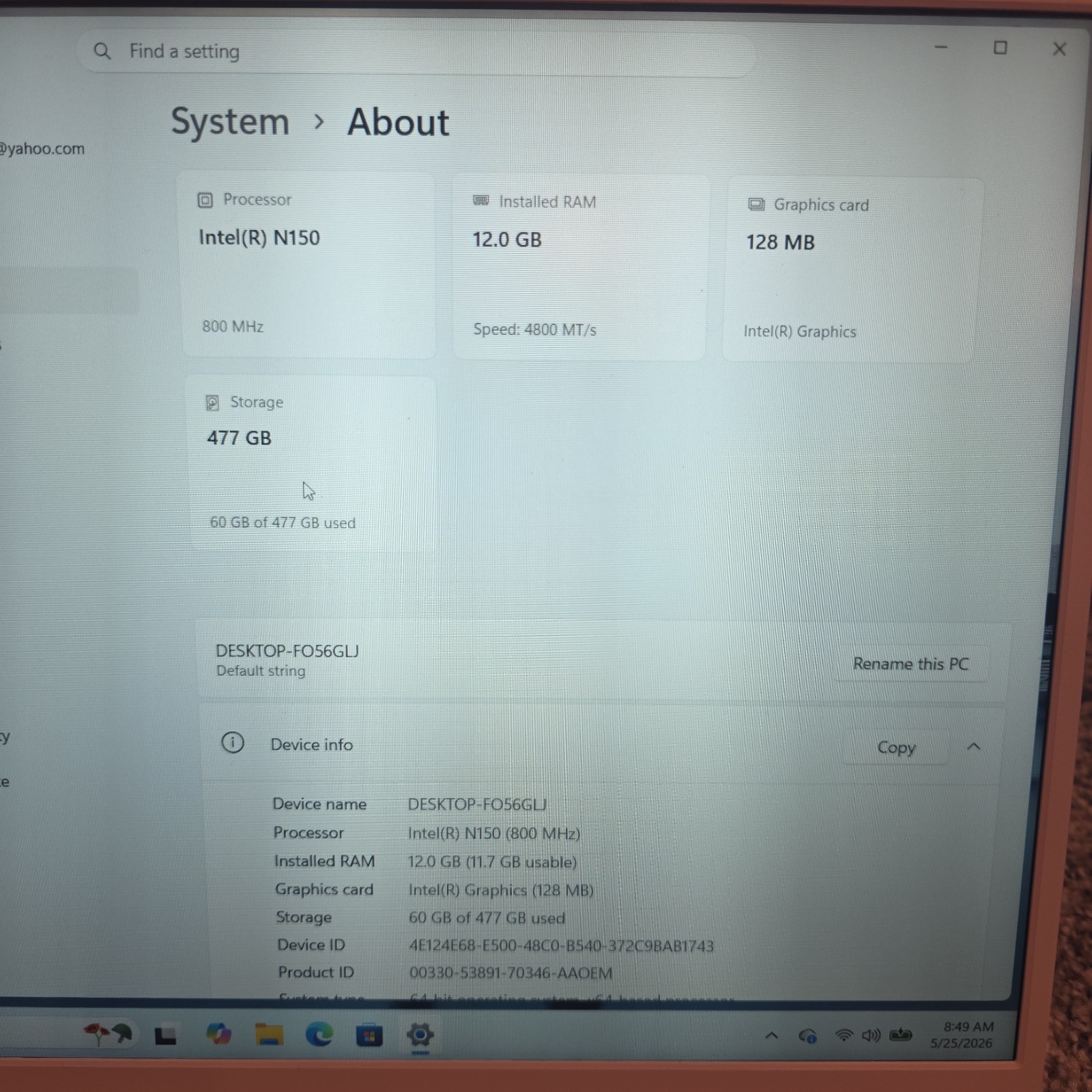 BiTECOOL Btc515 Windows 11 Intel N150 12gb Ram 477gb Hdd NO CHARGER (EFB)
