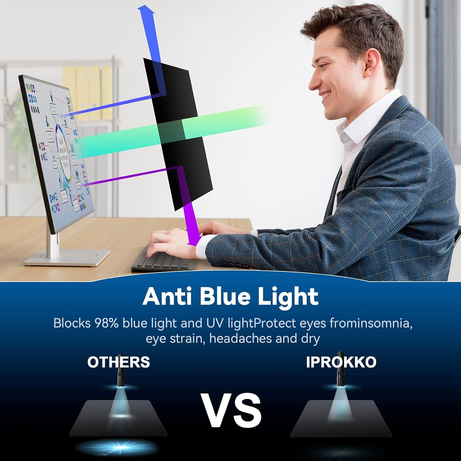 23.8 Inch Computer Privacy Screen Filter for 16:9 Widescreen Monitor, Removable