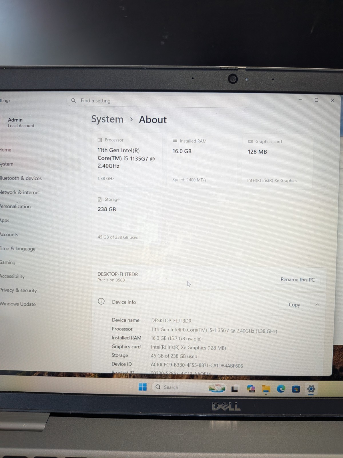 DELL PRECSION LAPTOP WINDOWS 11 64 BIT 16GB RAM 256GB SSD CORE I5 MS OFFICE 24