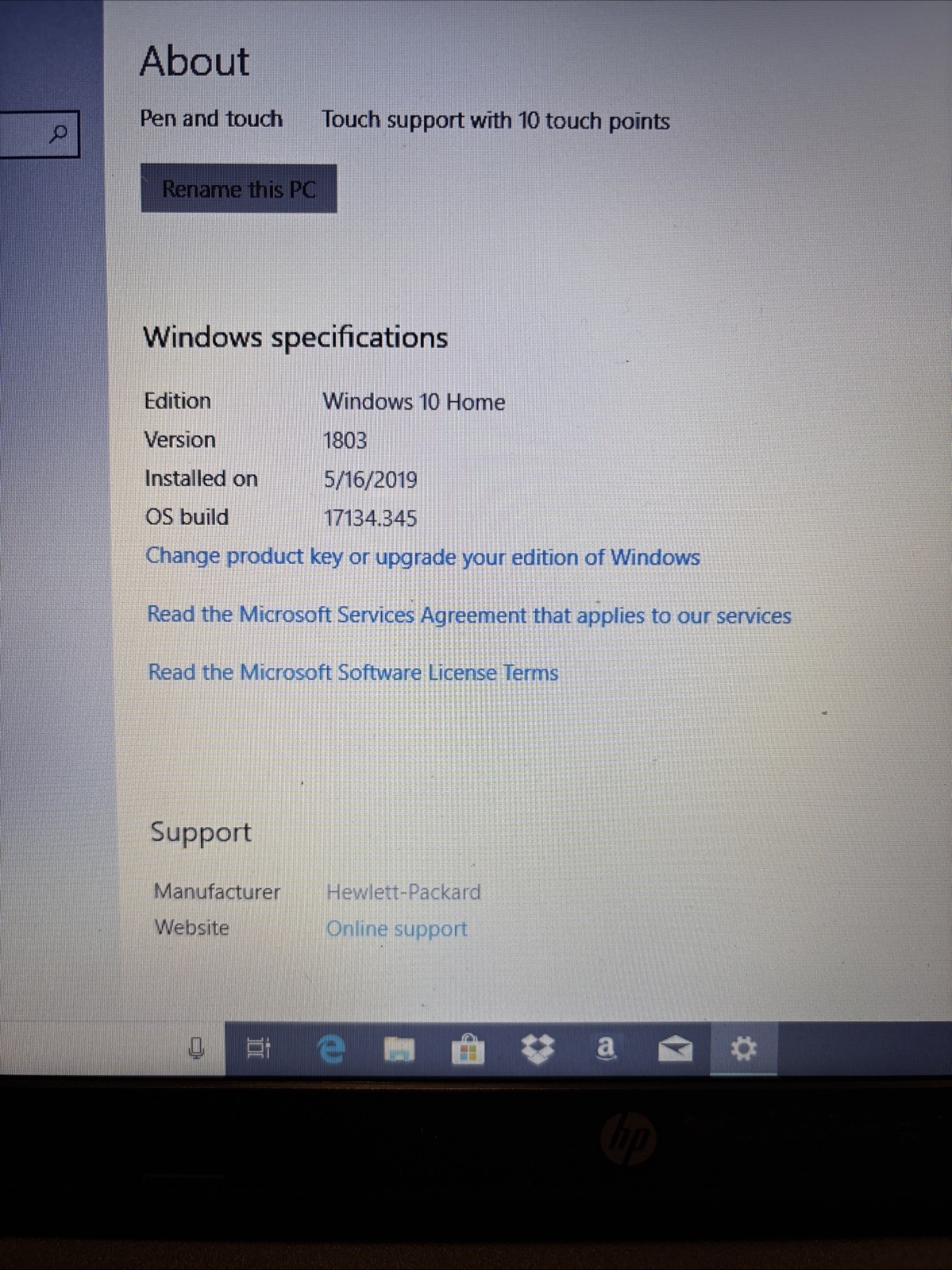 HP notebook Intel Core i5 Inside Laptop Windows 10 Touchscreen Damage