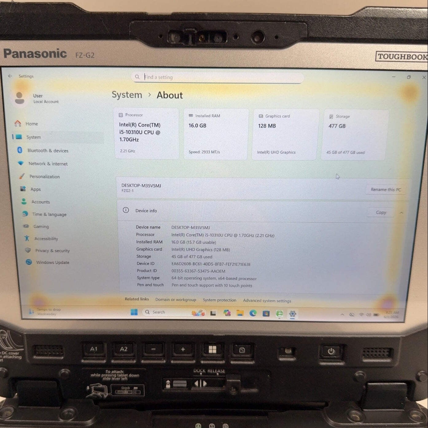 Broken Panasonic Toughbook FZ-G2 10″ i5-10310U 2.2GHz 16GB RAM 512GB SSD
