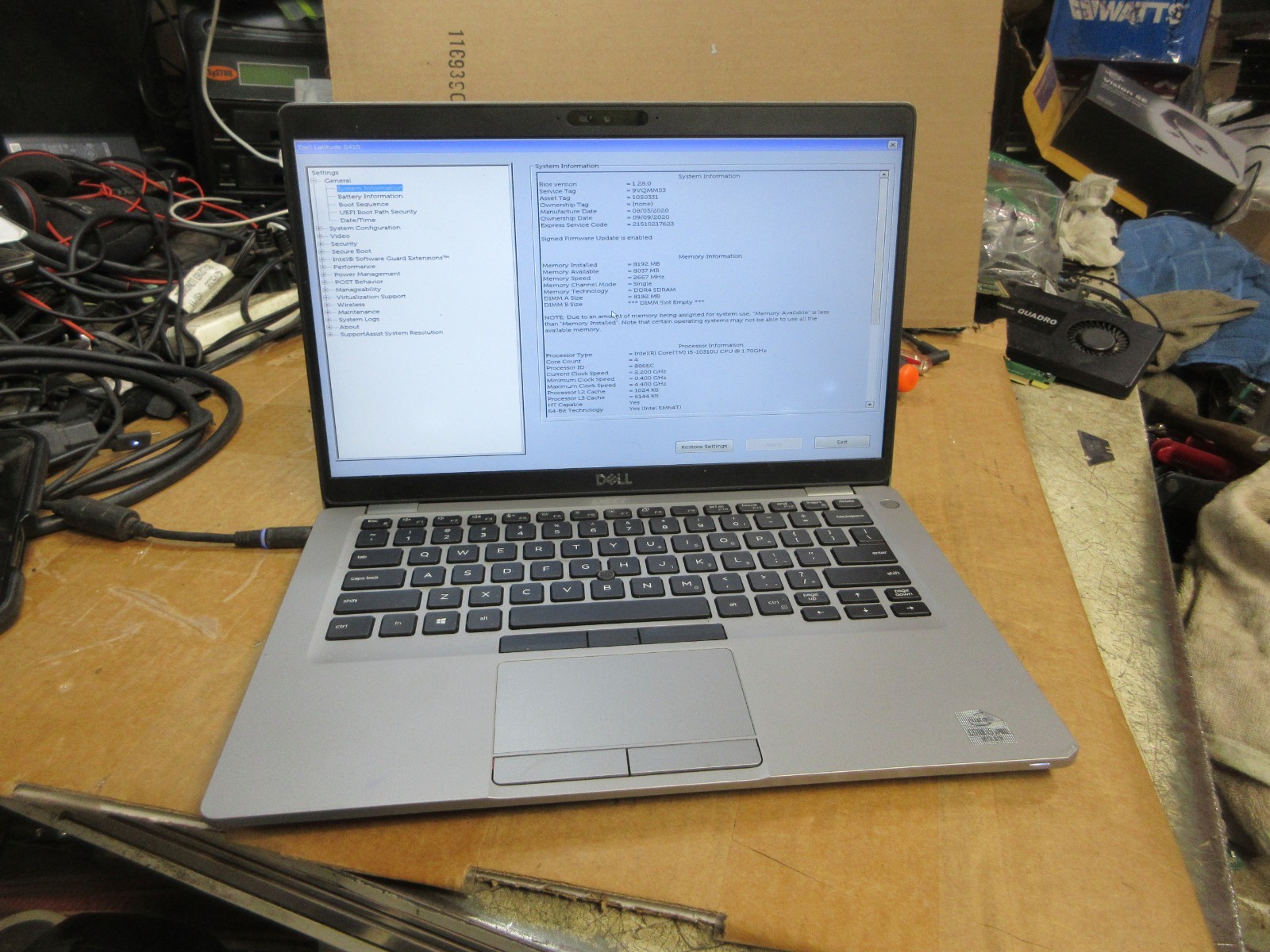 Dell Latitude 5410 14” i5-10310U 1.7GHZ WIFI GD BATT REBUILD