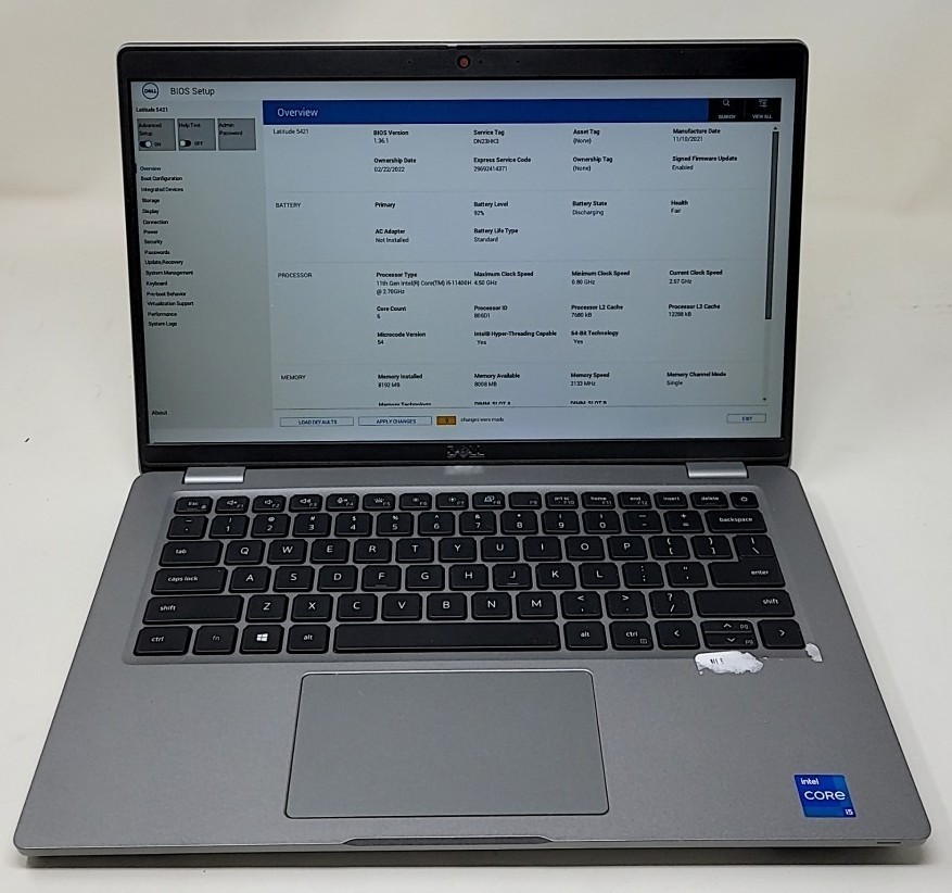 DELL LATITUDE 5421 Laptop 11TH GEN Intel I5-11400H 8GB 256GB SEE NOTES
