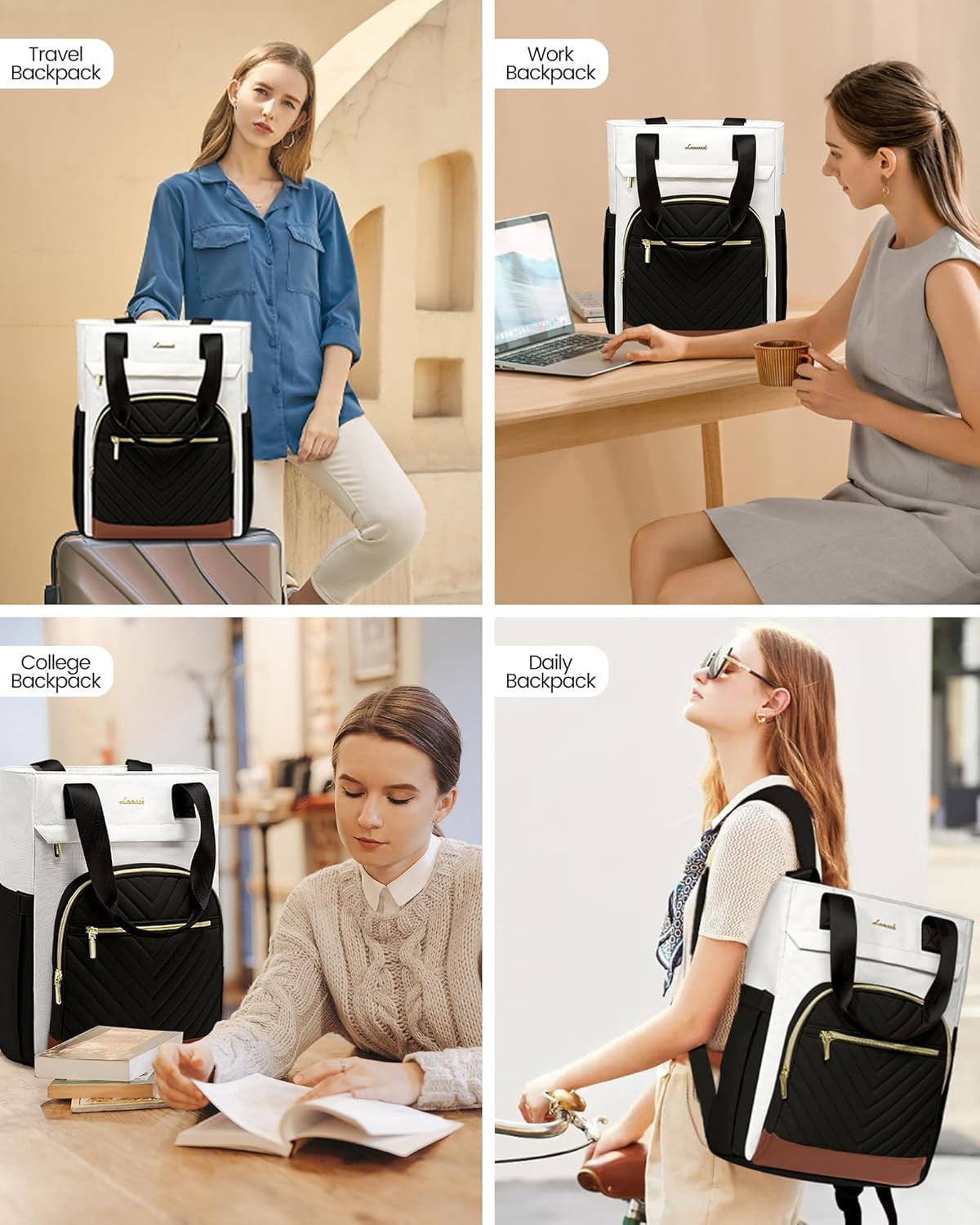 Laptop Backpack for Women, 15.6 Inch Work Laptop Bag Teacher Nurse Backpack, Wid