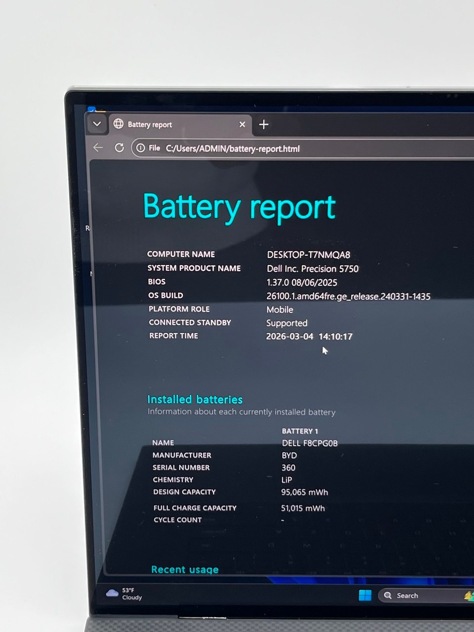DELL PRECISION 5750 17” I9-10885H 2.40GHZ 64GB RAM 1TB RTX 3000 4K TOUCHSCREEN