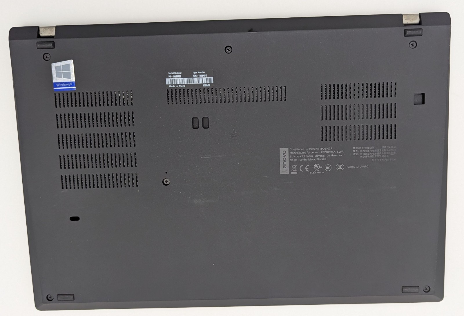 Incomplete Lenovo ThinkPad T490 14″ Laptop i5-8365U 8GB RAM – *DEAD PIXELS*