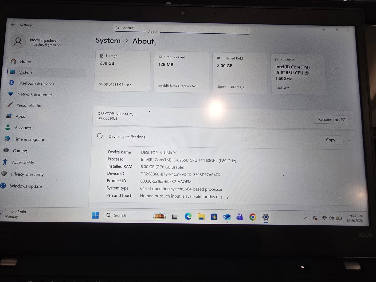 As Is, Lenovo Thinkpad x390 Read Description