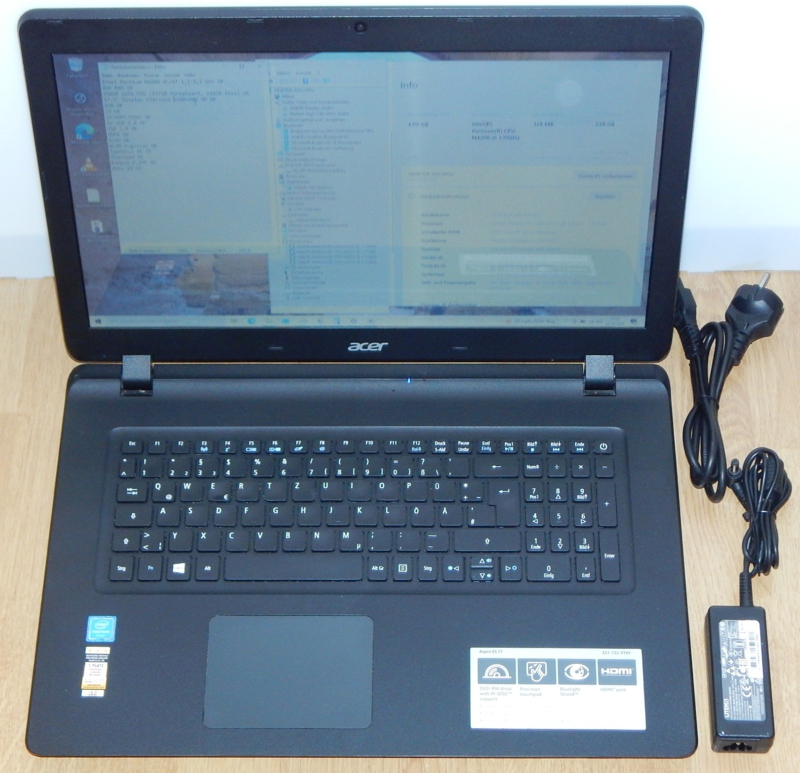 17.3″ Laptop Notebook Acer Aspire ES 17 Intel N4200 4GB RAM 256GB SSD DVD Win 10