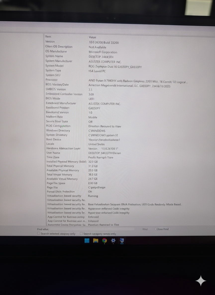 ASUS ROG Zephyrus Duo 16″ QHD+ AMD Ryzen 9 7945HX 32GB RAM 2TB SSD RTX 4090 W11H