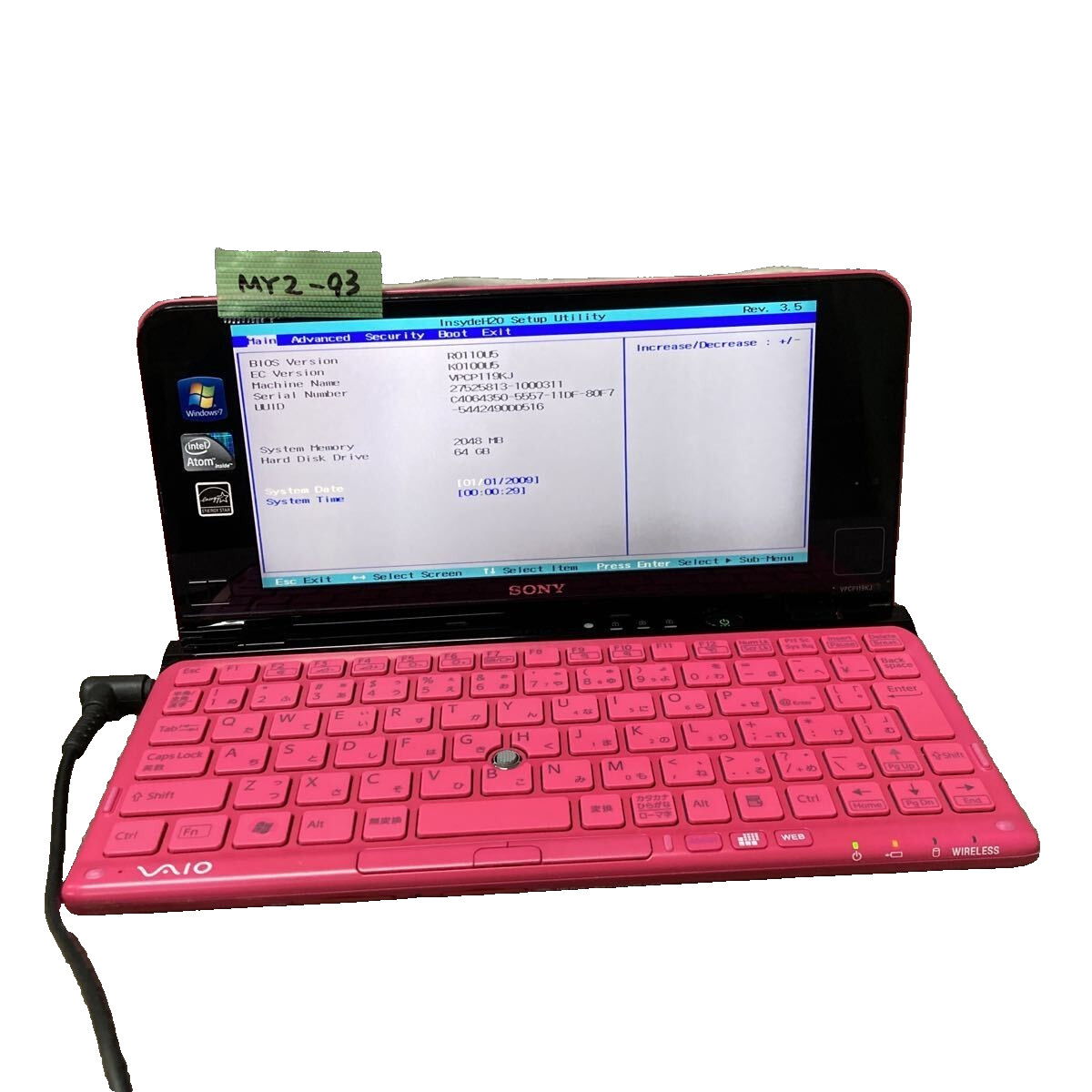 SONY VAIO P Series type P VPCP119KJ PCG-11113N Atom Z530 1.6GHz 2GB Pink Used