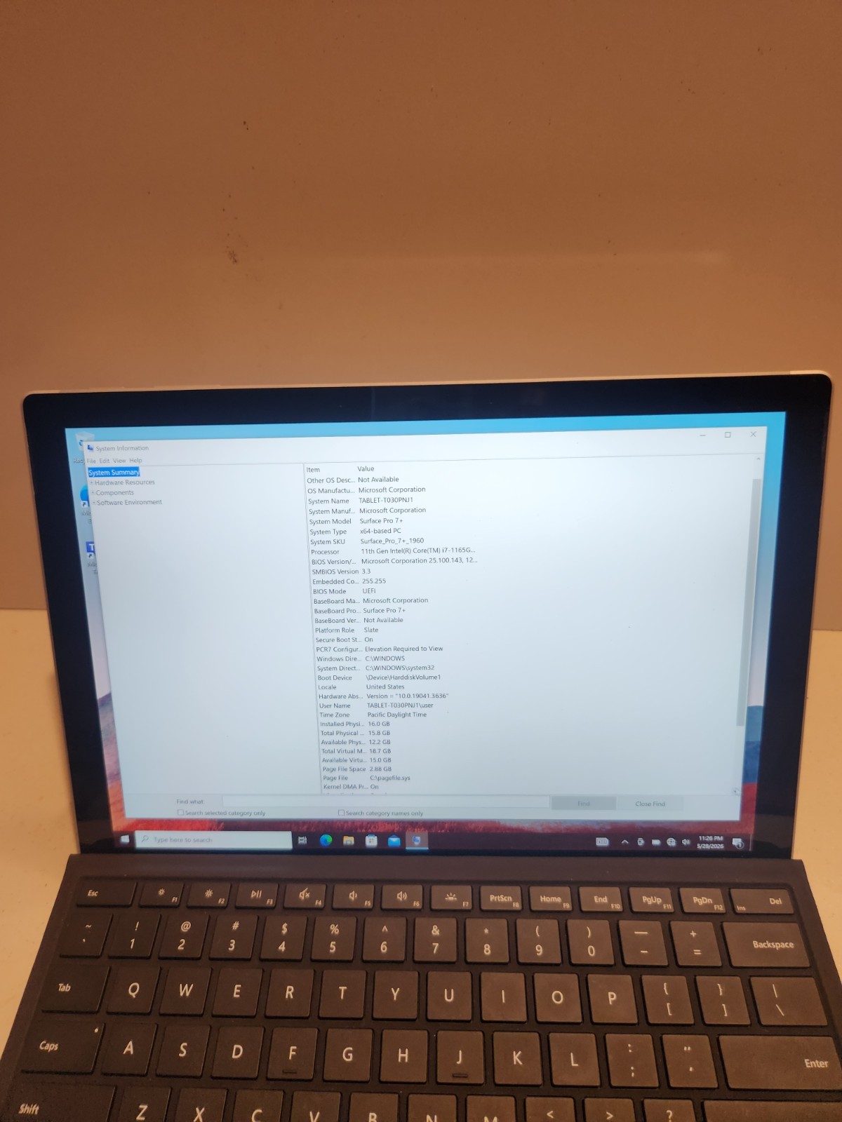 Microsoft Surface Pro 7+ i7, 16GB, 256 SSD 11th Gen 1165G7 processor.wind 11 pro