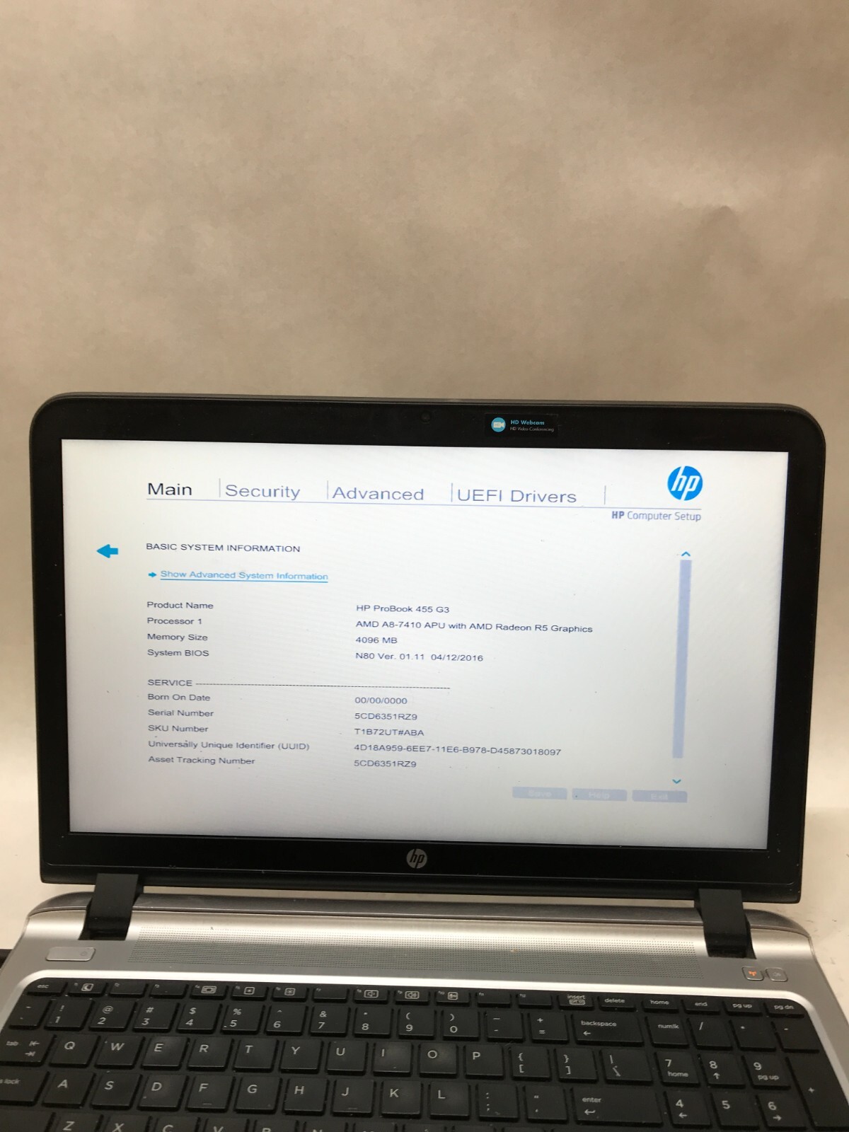 HP ProBook 455 G3 15″ AMD A8-7410 4GB RAM NO HDD/OS Missing Bottom Cover!!! – DW
