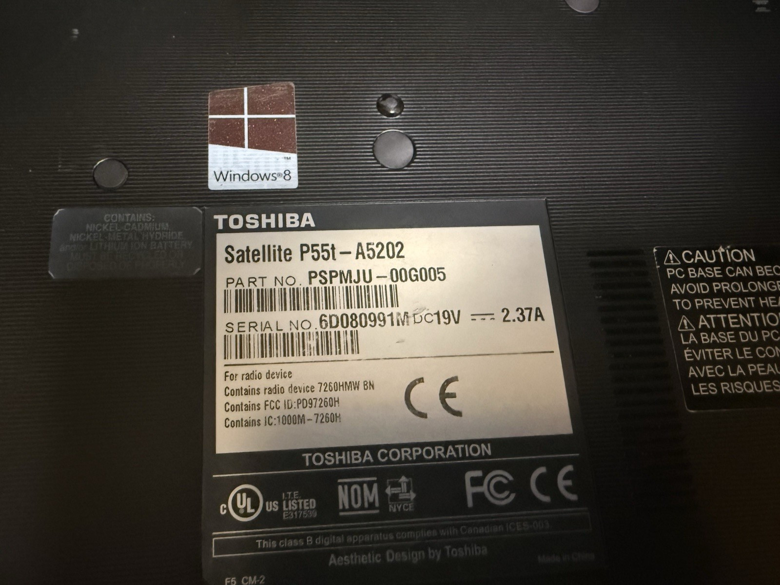 TOSHIBA SATELLITE P55T A5202 1 TB HDD – INTEL core I5 – 8GB RAM window 11 pro