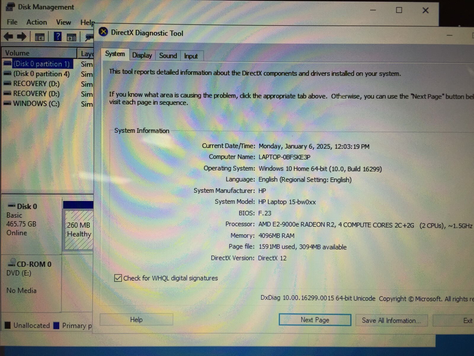 HP 15-bw006wm 2NM78UA 15.6″ Laptop/AMD E2-9000e/4GB RAM/500GB HDD/W10 Gold