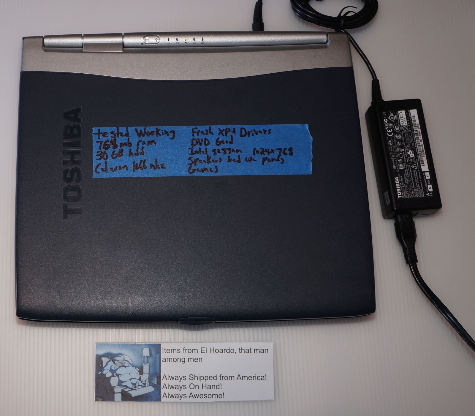 Toshiba Satellite 1000-S157 30GB HDD, 768MB RAM, Celeron 1GHZ READ