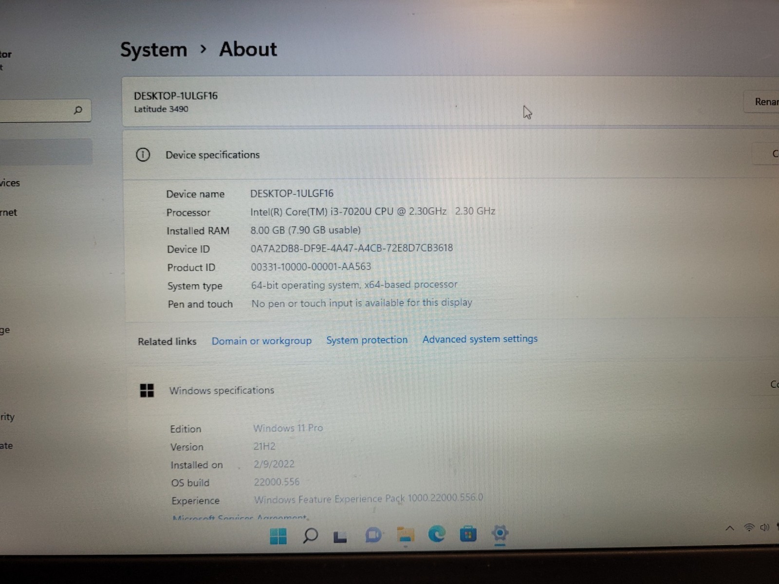 Dell latitude 3490 14″ i3-7020u 2.3ghz 8gb ram 128gb ssd w11p Used JMYWWS2