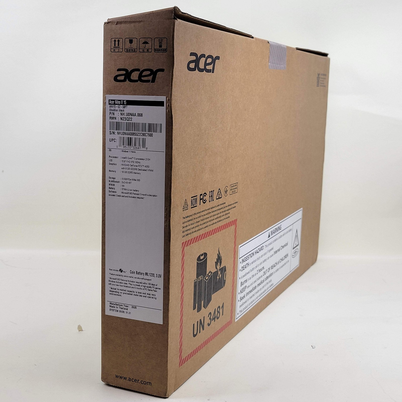 New Acer Nitro V 15 ANV15-52 15.6″ Core 5 210H 2.2GHz 16GB RAM 512GB RTX 4050