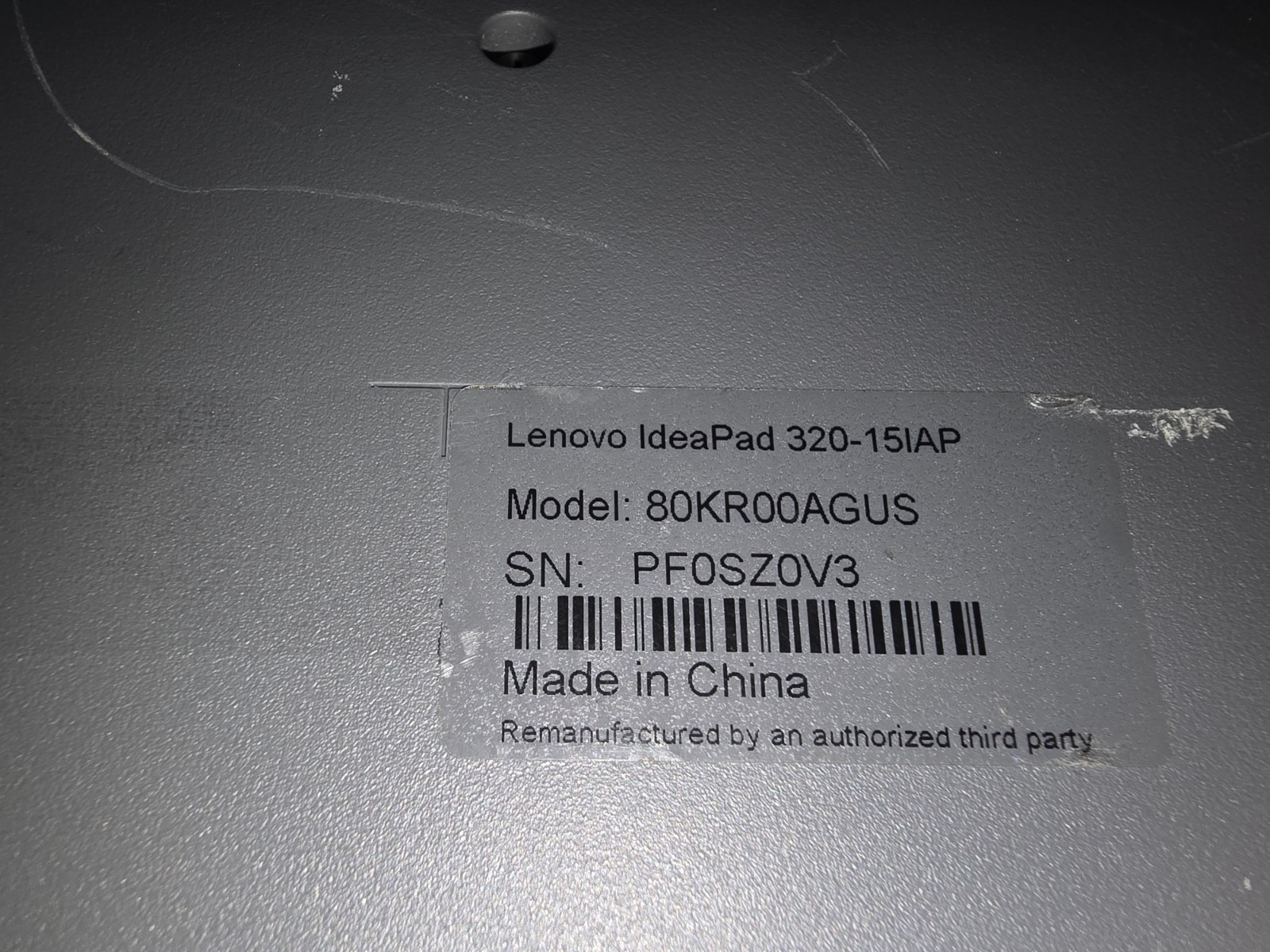 Lenova Idea Pad 320-15 /IAP Laptop Computer SILVER w/ Power Adapter Works READ