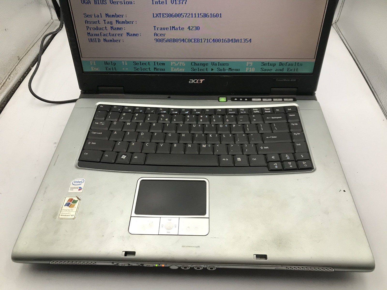 ACER TRAVELMATE 4230 – BOOTS TO BIOS – INTEL 2 T5500 – 2GB RAM – READ DESC – BB!