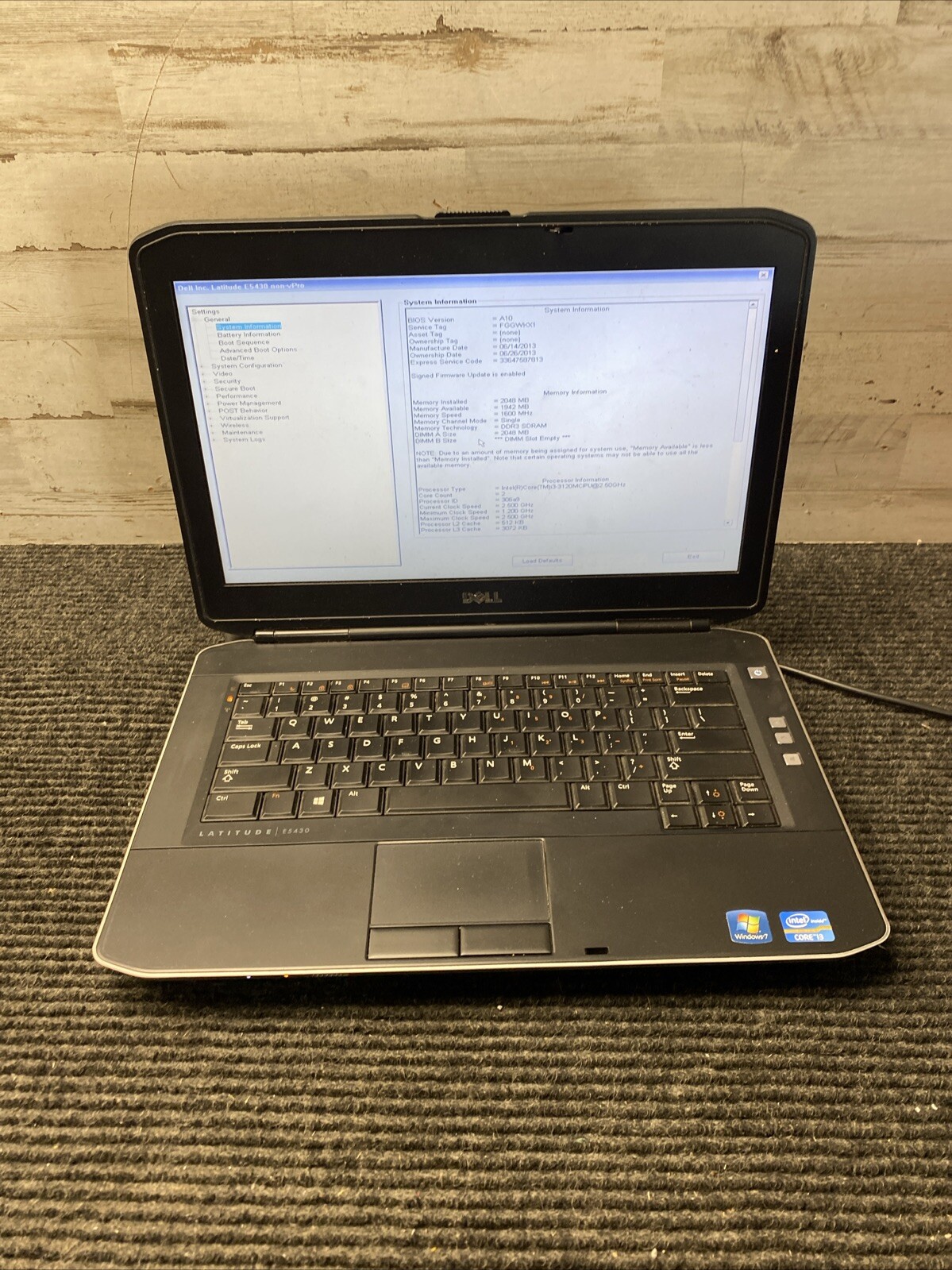 *PARTS* Dell Latitude E5430 non-vPro i3-3120 2.50GHz 2GB Ram No HDD/OS/ BATTERY