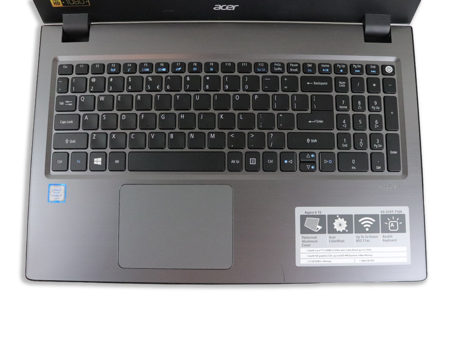 Acer V3-575T 15.6” Touch Intel Core i7-6500U, 12GB RAM, 512GB SSD, Win 11