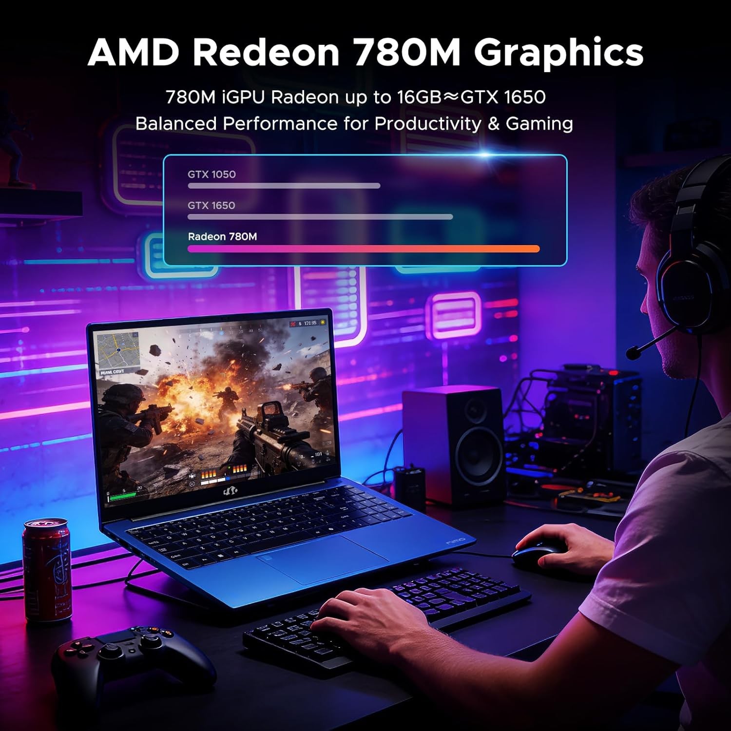 NIMO 15.6″ IPS FHD Gaming Laptop 8 Cores AMD Ryzen7 8745HS 16GB DDR5 RAM 1TB SSD