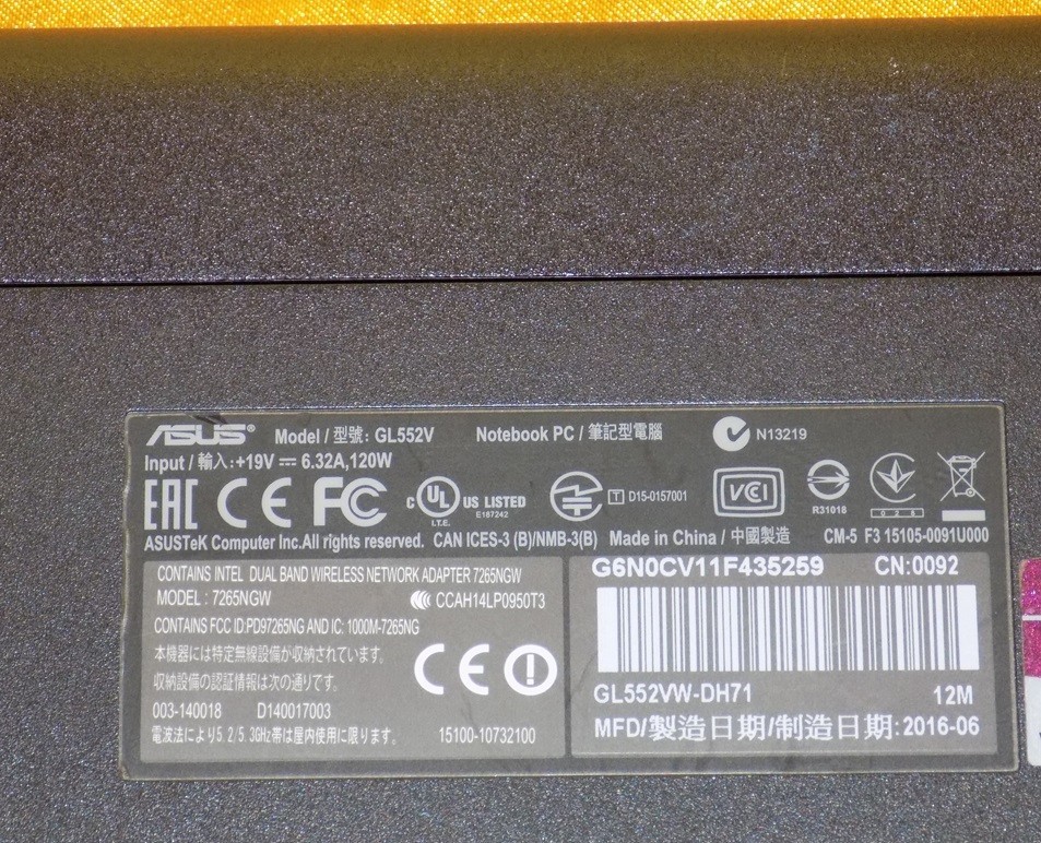 ASUS ROG GL552VW -DH71 15.6″ 1TB +256GB 16GB Win11 ****Gaming PC Laptop Computer
