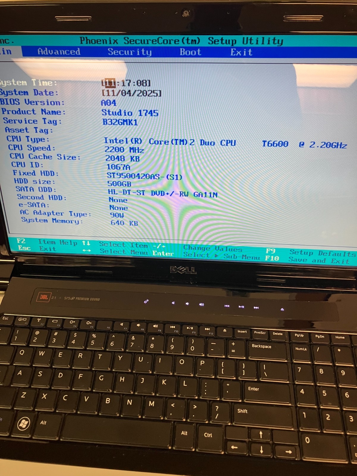 Dell Studio 1745/Core2Duo T6600 2.20ghz/4gb/500gb/Windows 10 17″ FOR PARTS