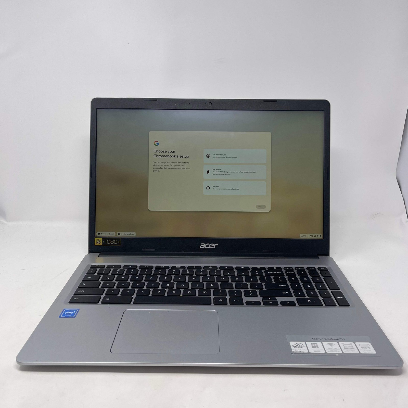 Acer Chromebook 315 N19Q3 15.6″ Celeron N4000 1.1GHz 2GB RAM 64GB SSD