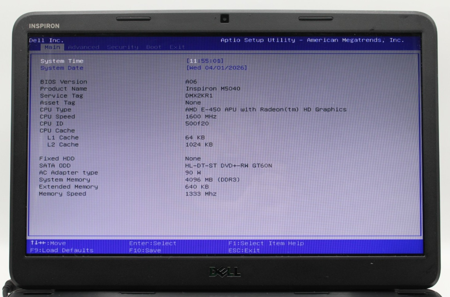 Dell Inspiron M5040 AMD-E-450@1.65GHz 4GB DDR4 NO STORAGE OR OS *PARTS/REPAIR*