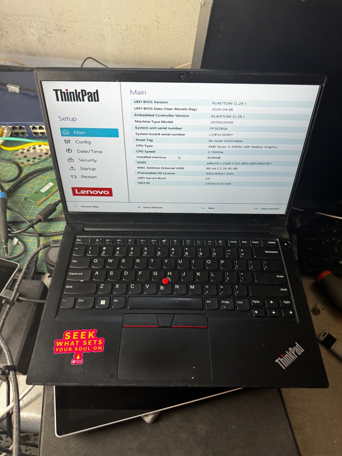 Lenovo ThinkPad E14 GEN2 AMD Ryzen 3 4300U 4GB RAM Laptop For Repair #6403