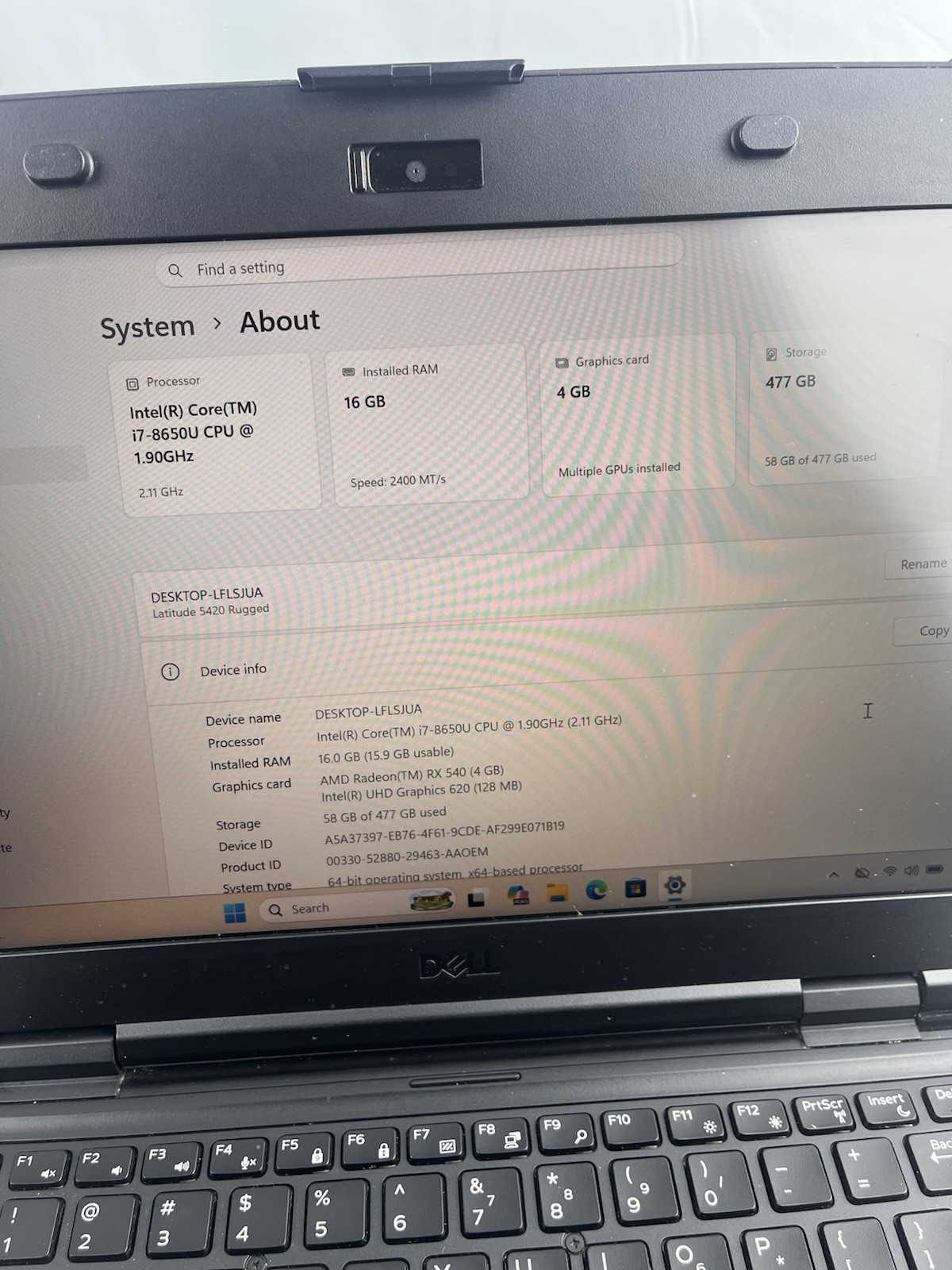 Dell Latitude 5420 Rugged Core i7 8650U, 16GB, AMD Radeon RX540, 512GBSSD, 2019