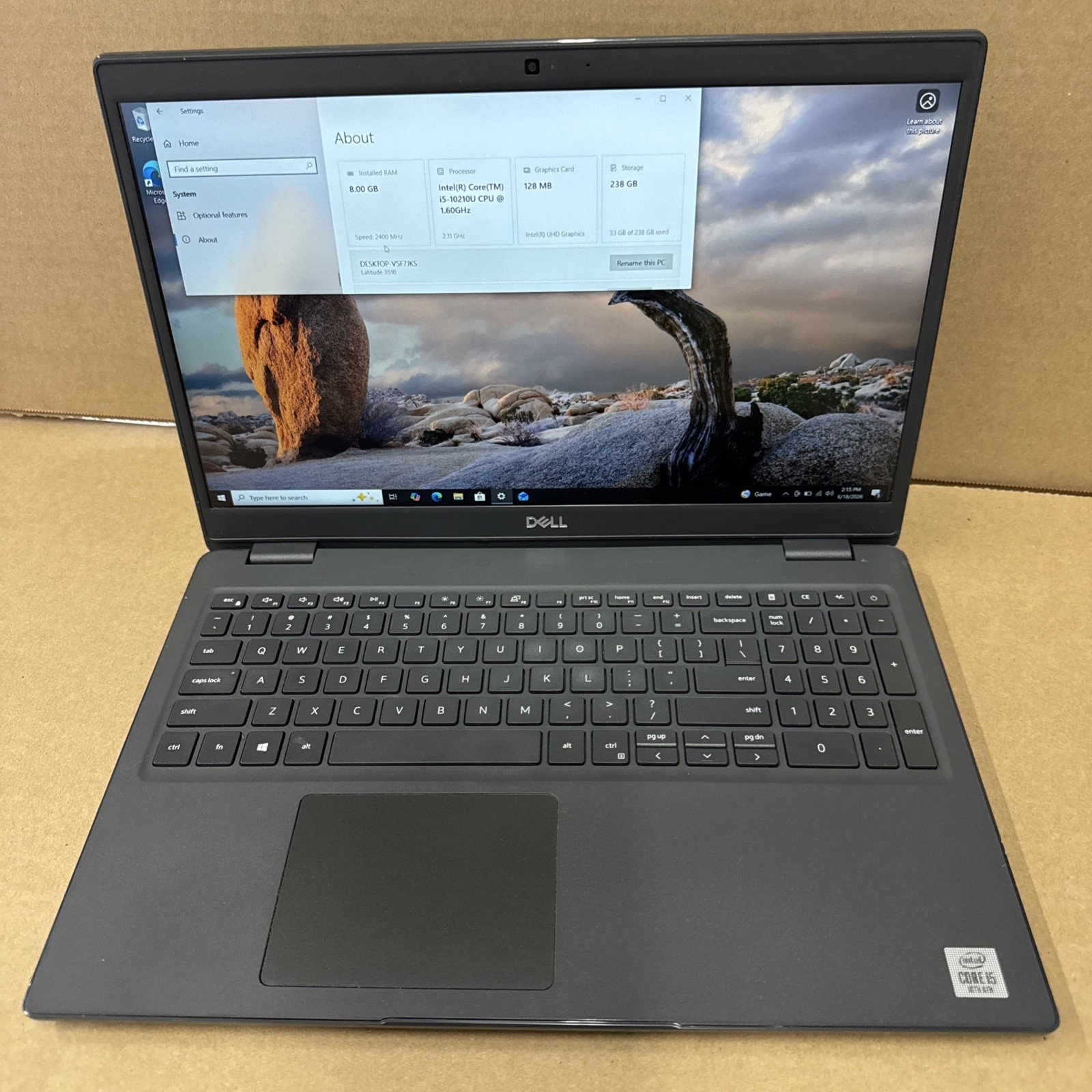 Dell Latitude 3510 i5-10210U, 8GB Ram, 256GB SSD, W10P