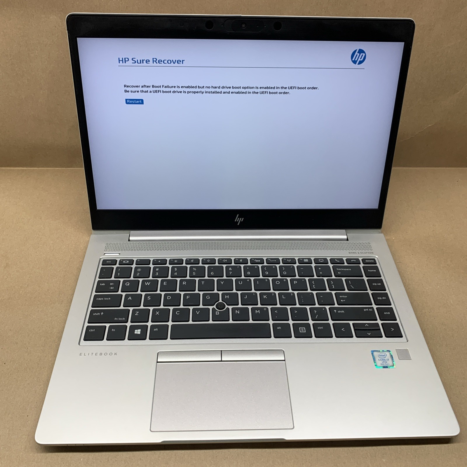 HP Elitebook 840 G6, Intel Core i7-8665U @ 1.9GHz, 4GB RAM, No SSD , No OS